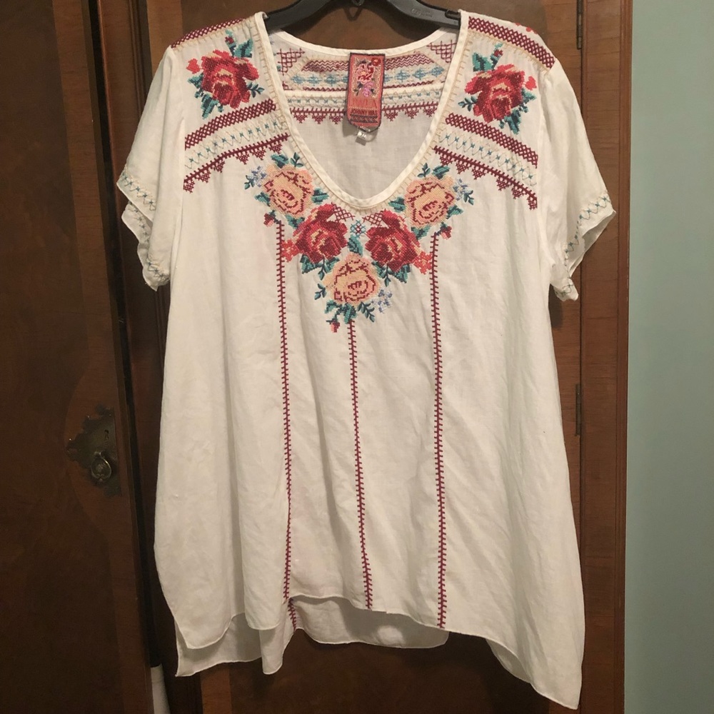 Johnny Was floral linen tunic, xl